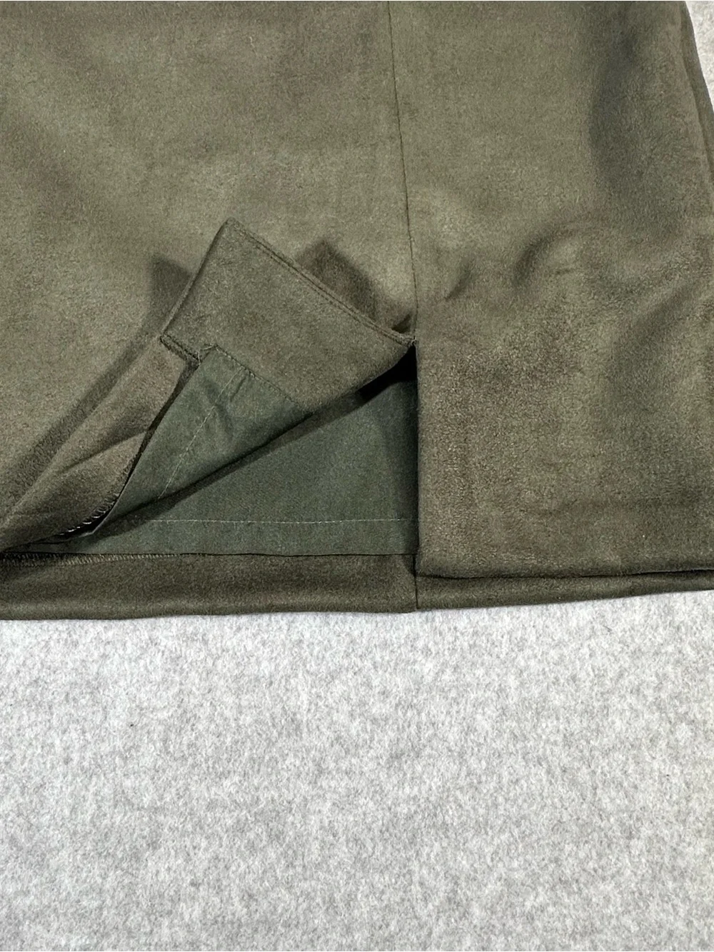 LOFT Olive High Waisted Green Faux-Suede A-Line Mini Skirt